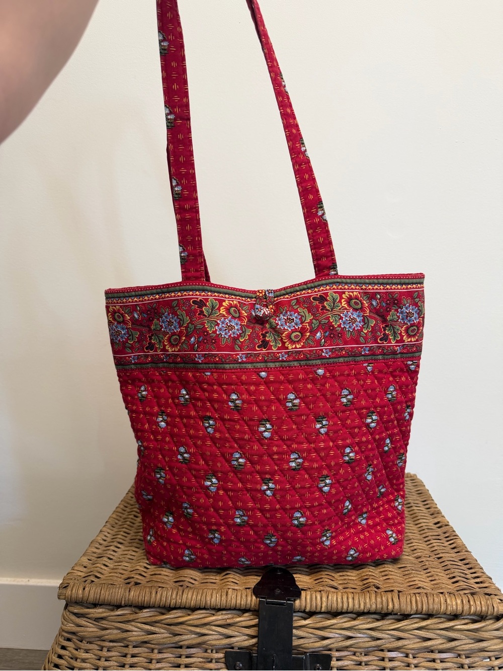 Vera Bradley Vintage Quilted Floral Tote Bag in Red